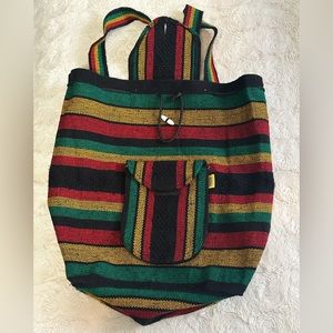 RASTA Bag Beach Hippie Baja Ethnic Jamaican Multicolor Unisex Backpack Sling